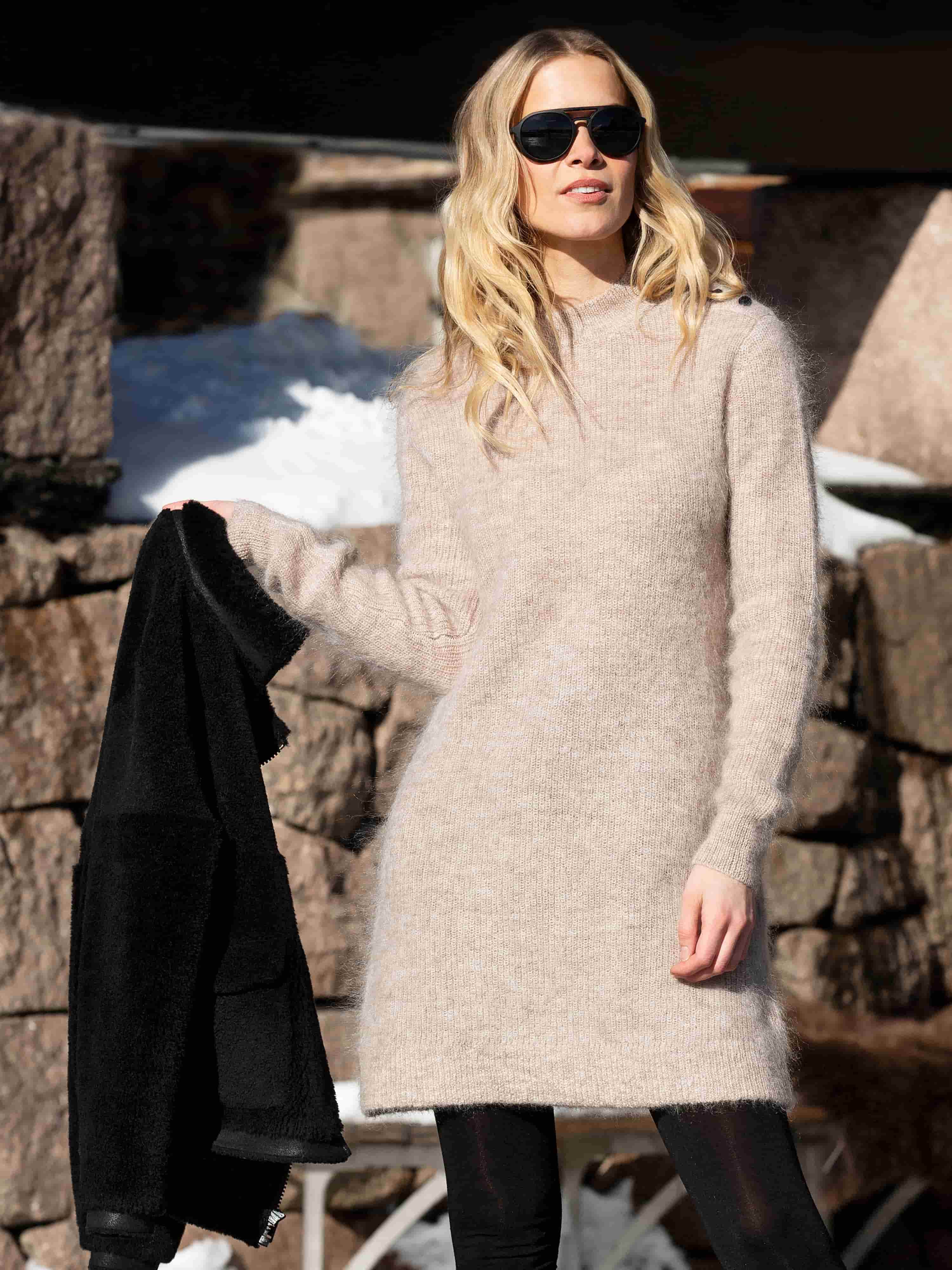 Kalvehøgde Strikket Ullkjole Mushroom