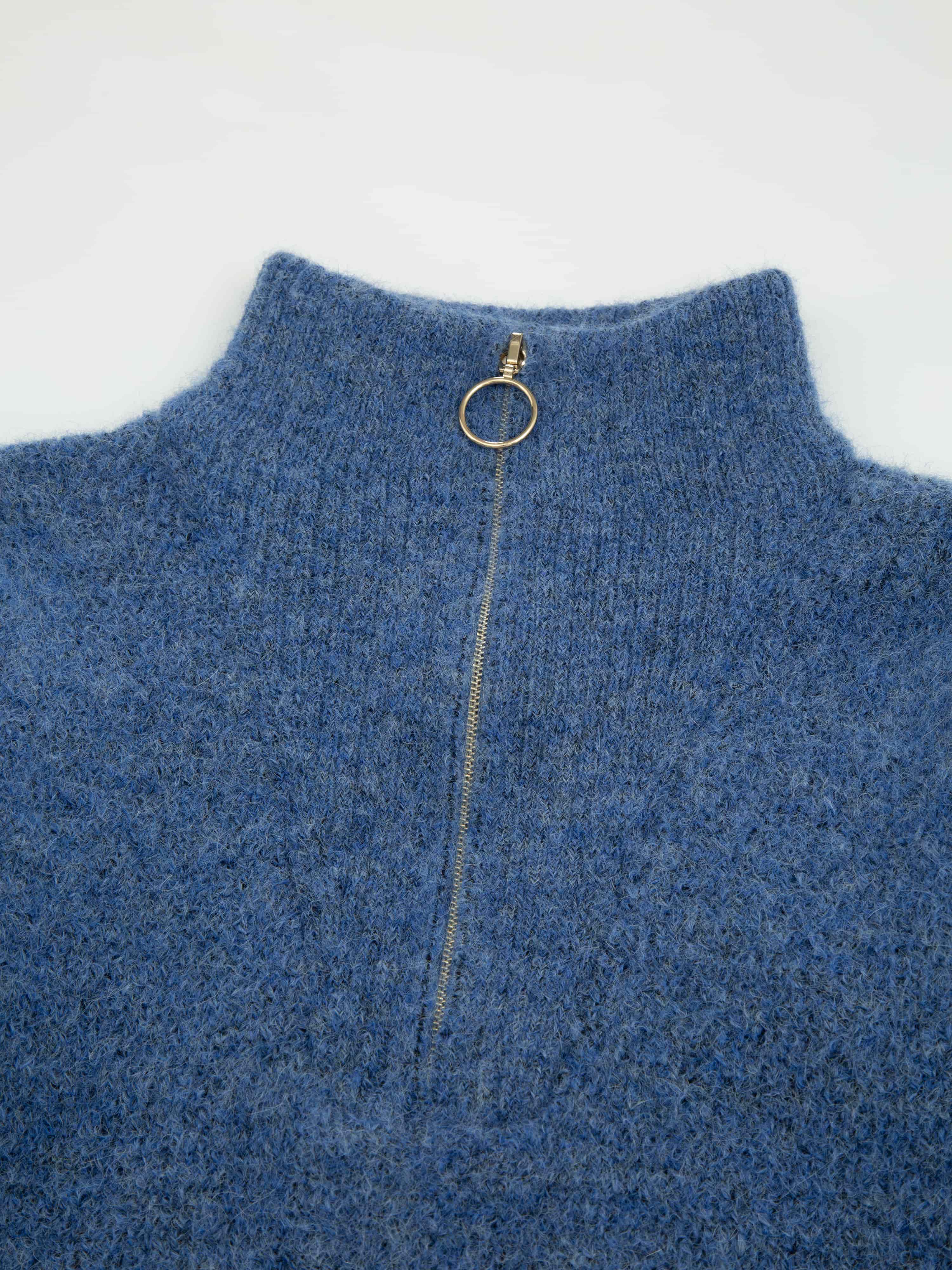 Loen Alpakka Strikkegenser Blue Wave