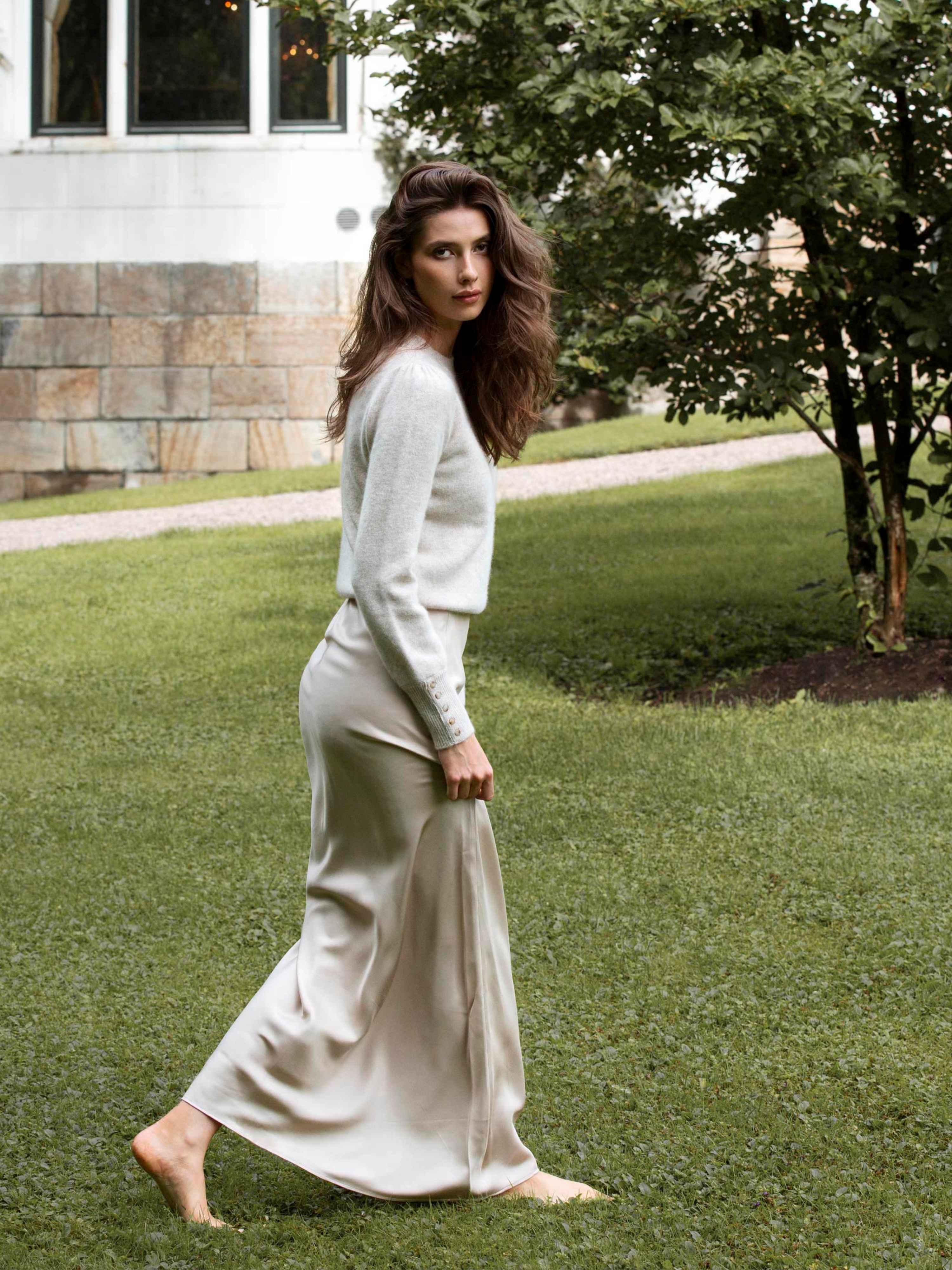 Glittertind Silkeskjørt Champagne