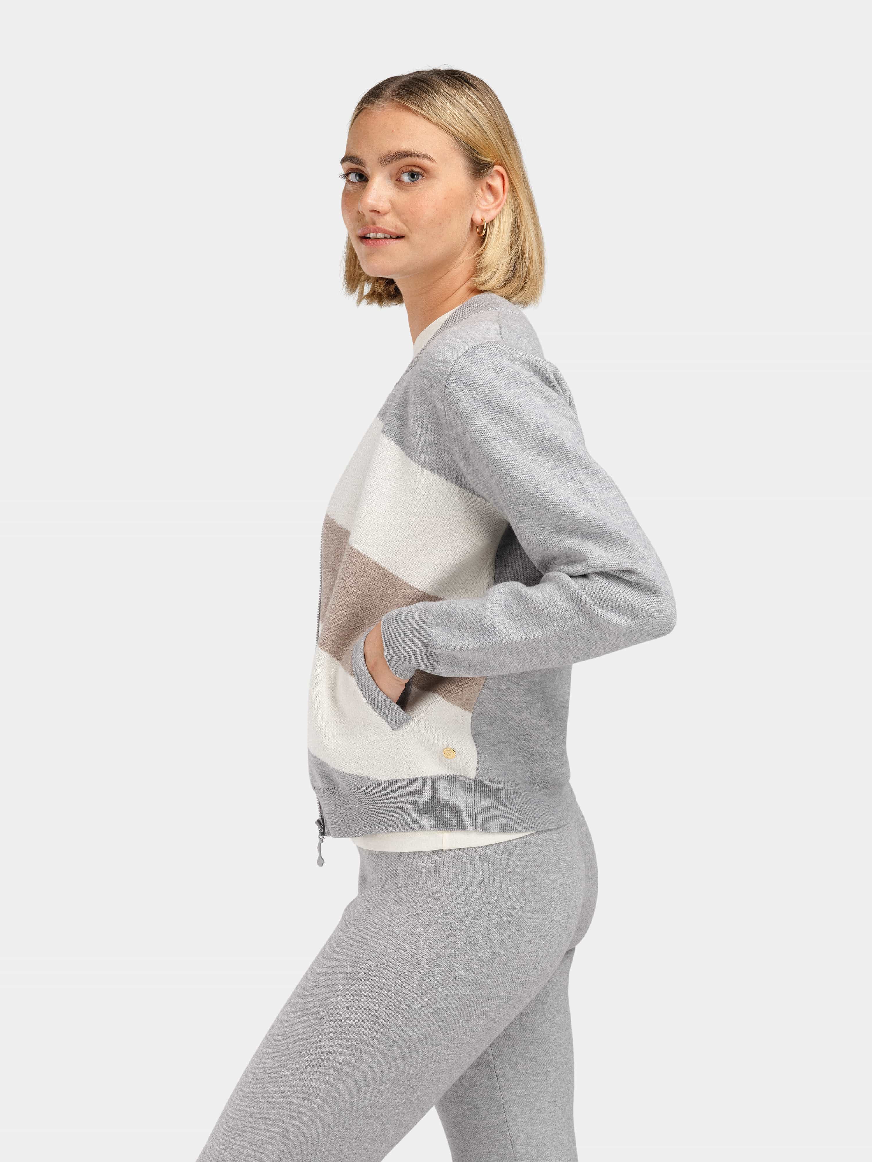 Hemsedal Strikket Bomber-Jakke Grey Melange