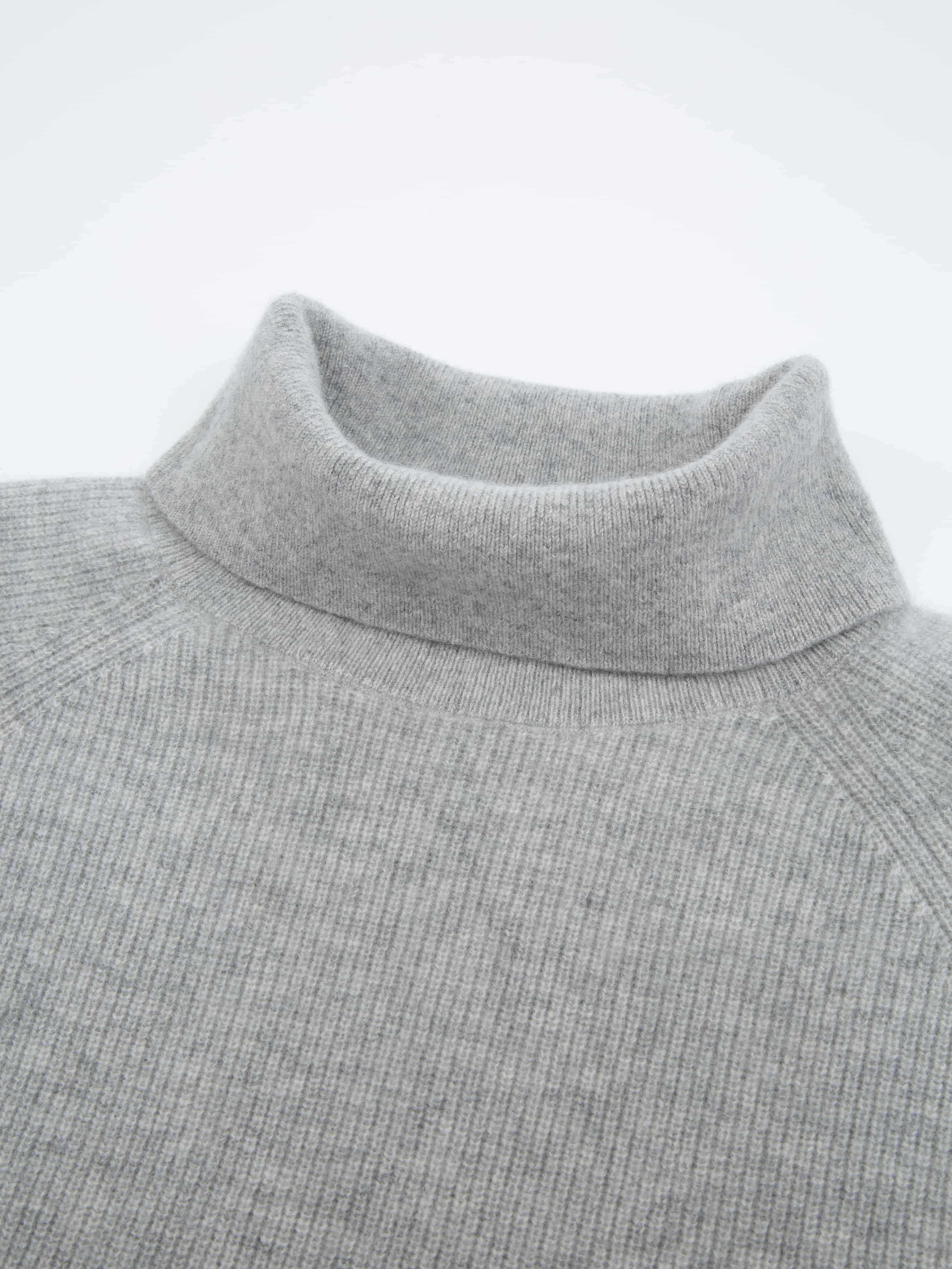 Stortoppen Høyhalset Kashmirgenser Grey Melange