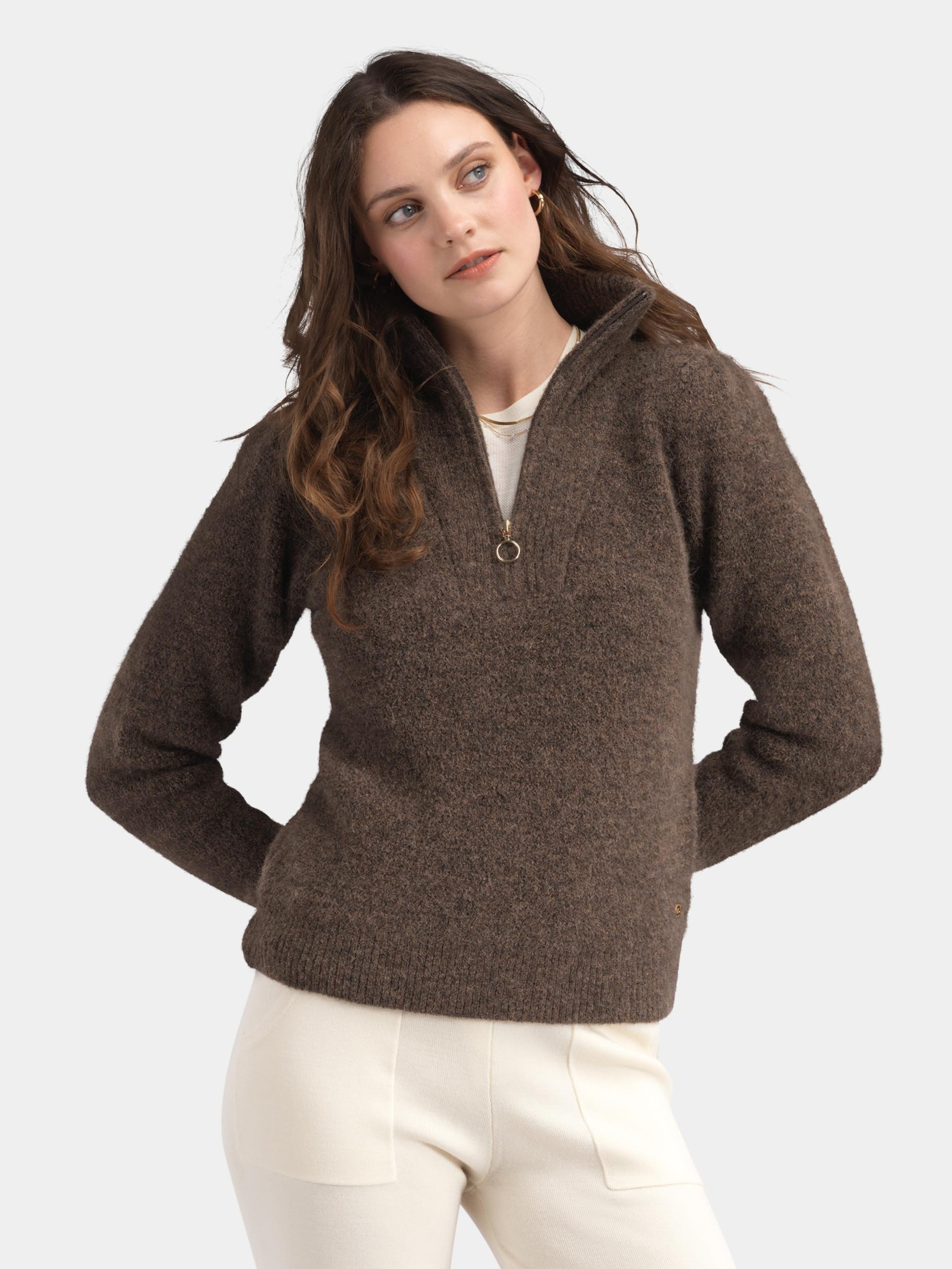 Loen Alpakka Strikkegenser Light Brown