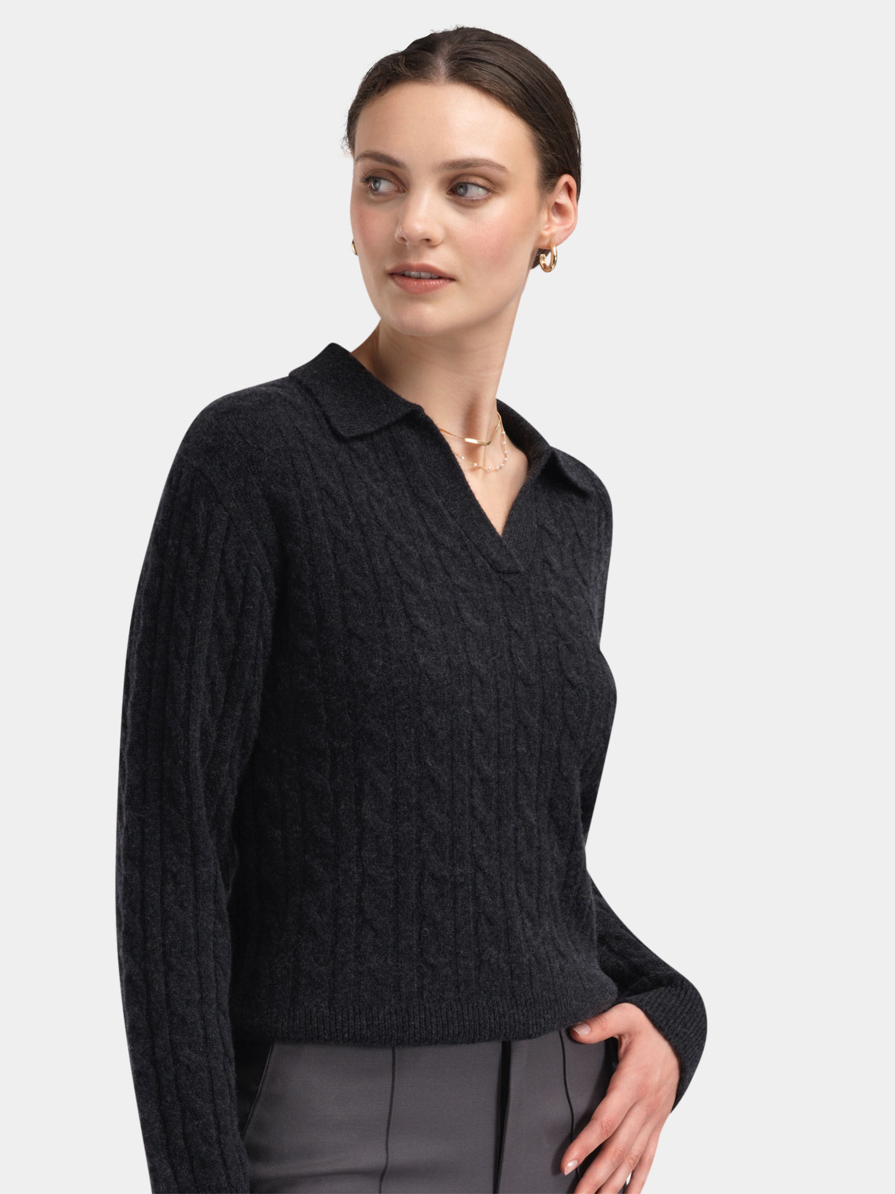 Vestli Kabelstrikket genser  Charcoal Grey
