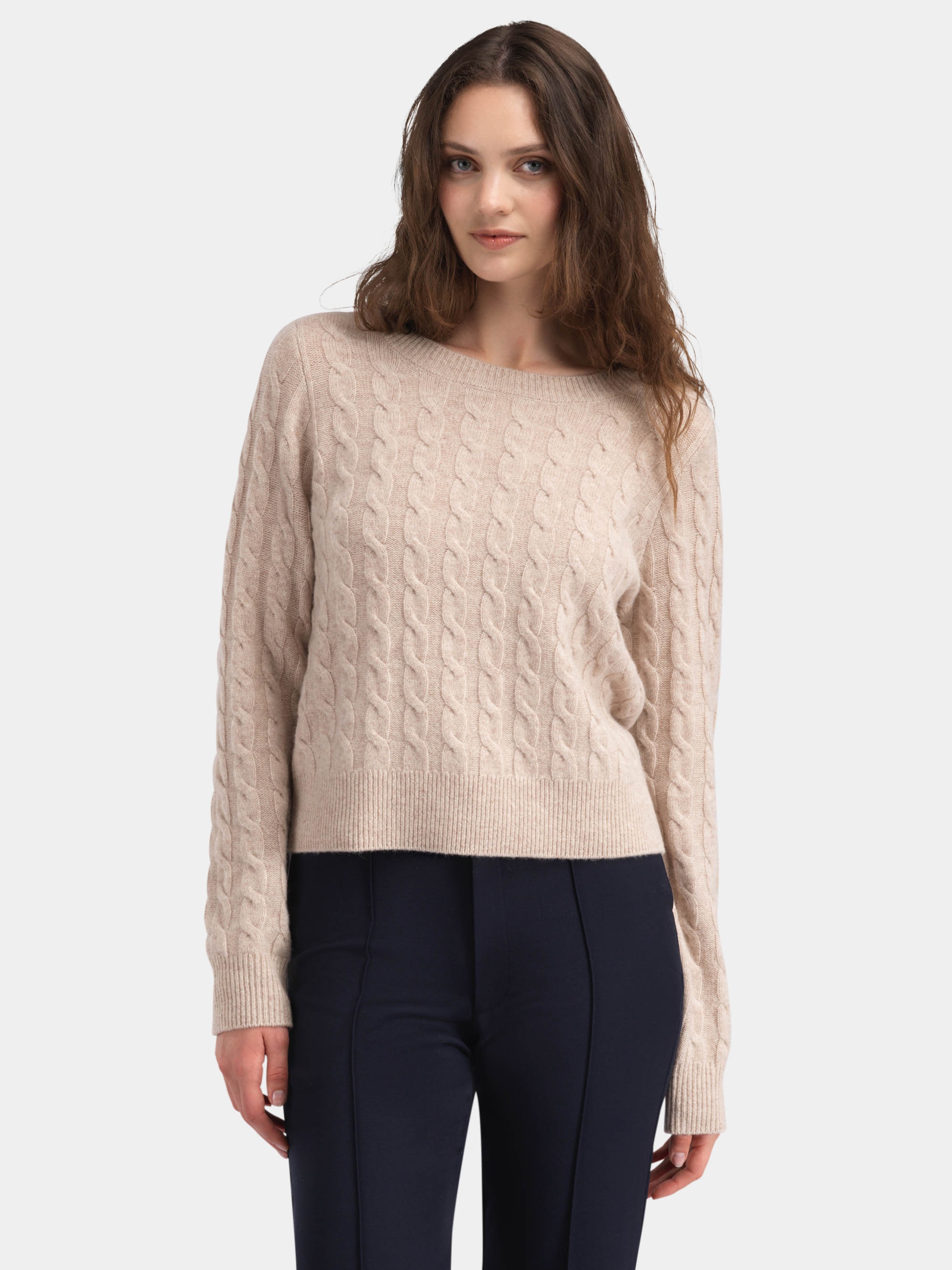 Vesttoppen Kabelstrikket genser Sand Melange