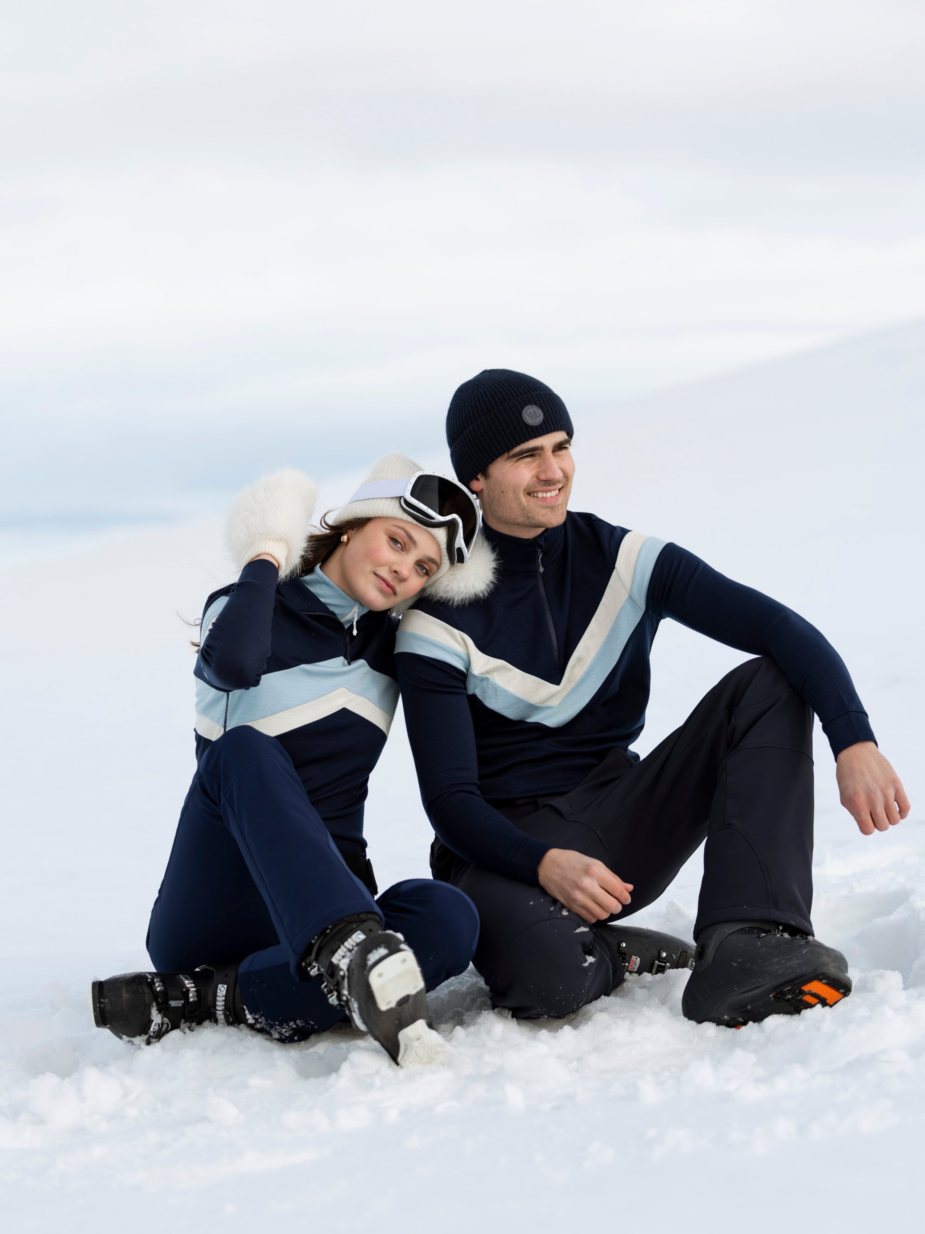 Vegglifjell Half-Zip Ulltrøye Blue Ink / Snow White