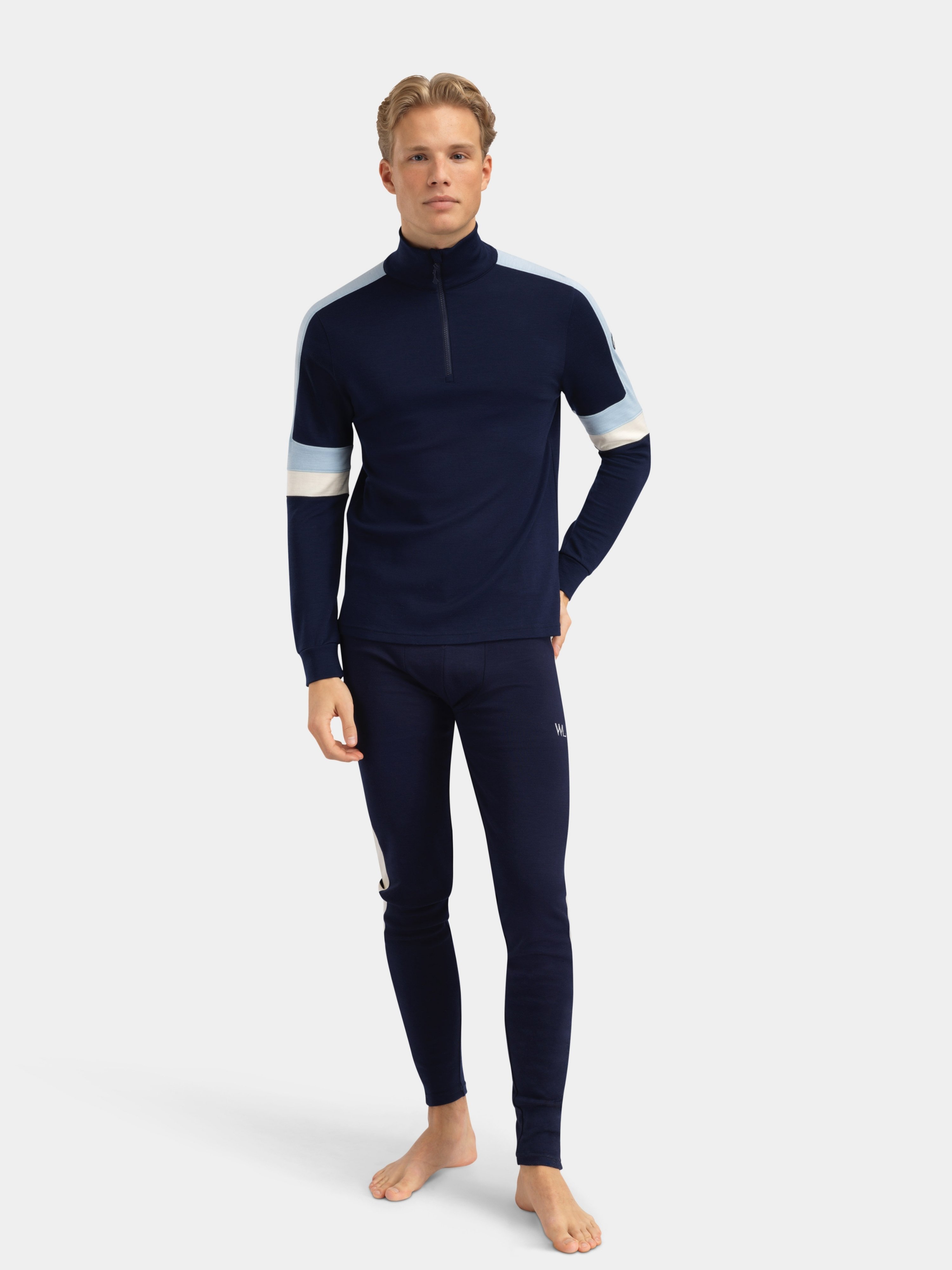 Rauland Half-zip Ulltrøye Blue Ink / Snow White