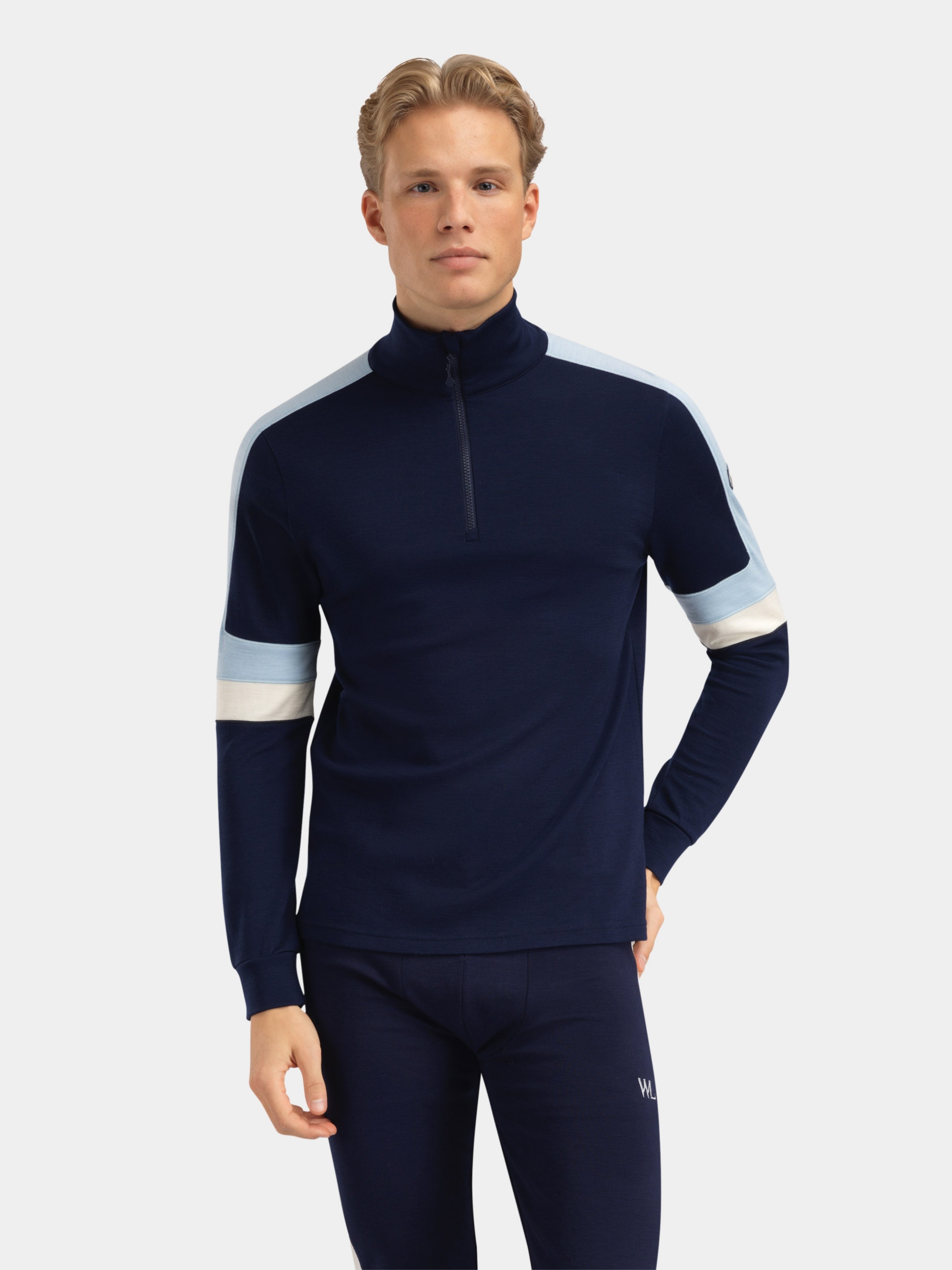 Rauland Half-zip Ulltrøye Blue Ink / Snow White