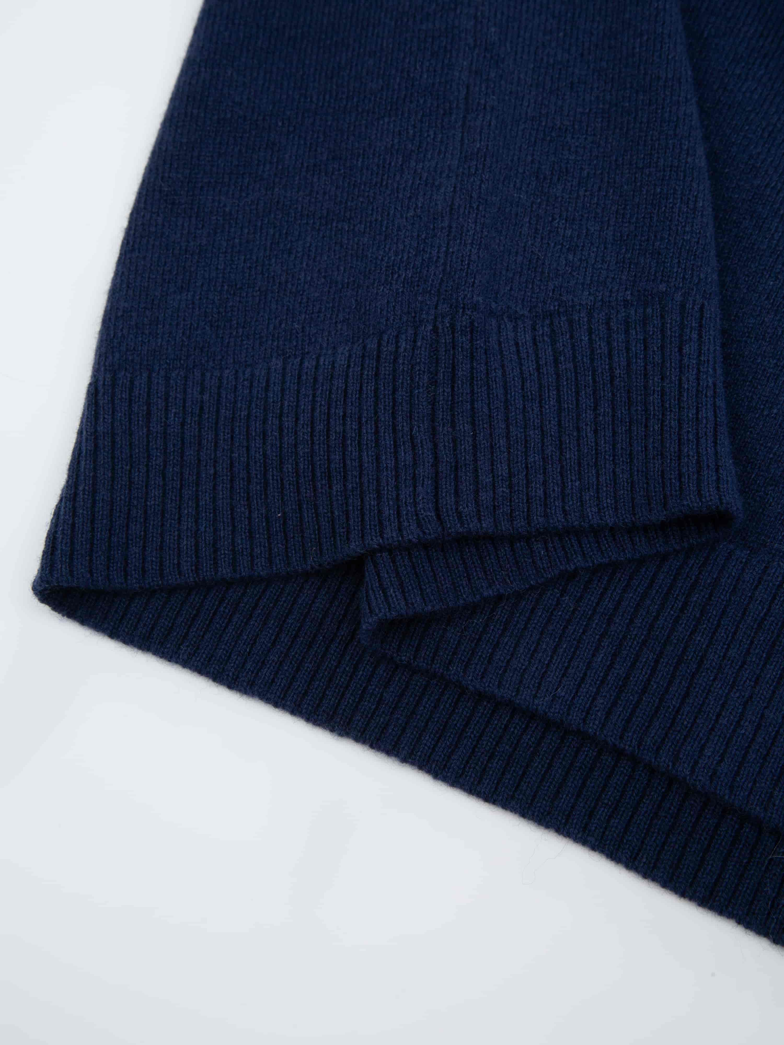 Skudeneshavn Half-zip Ullgenser Blue Ink