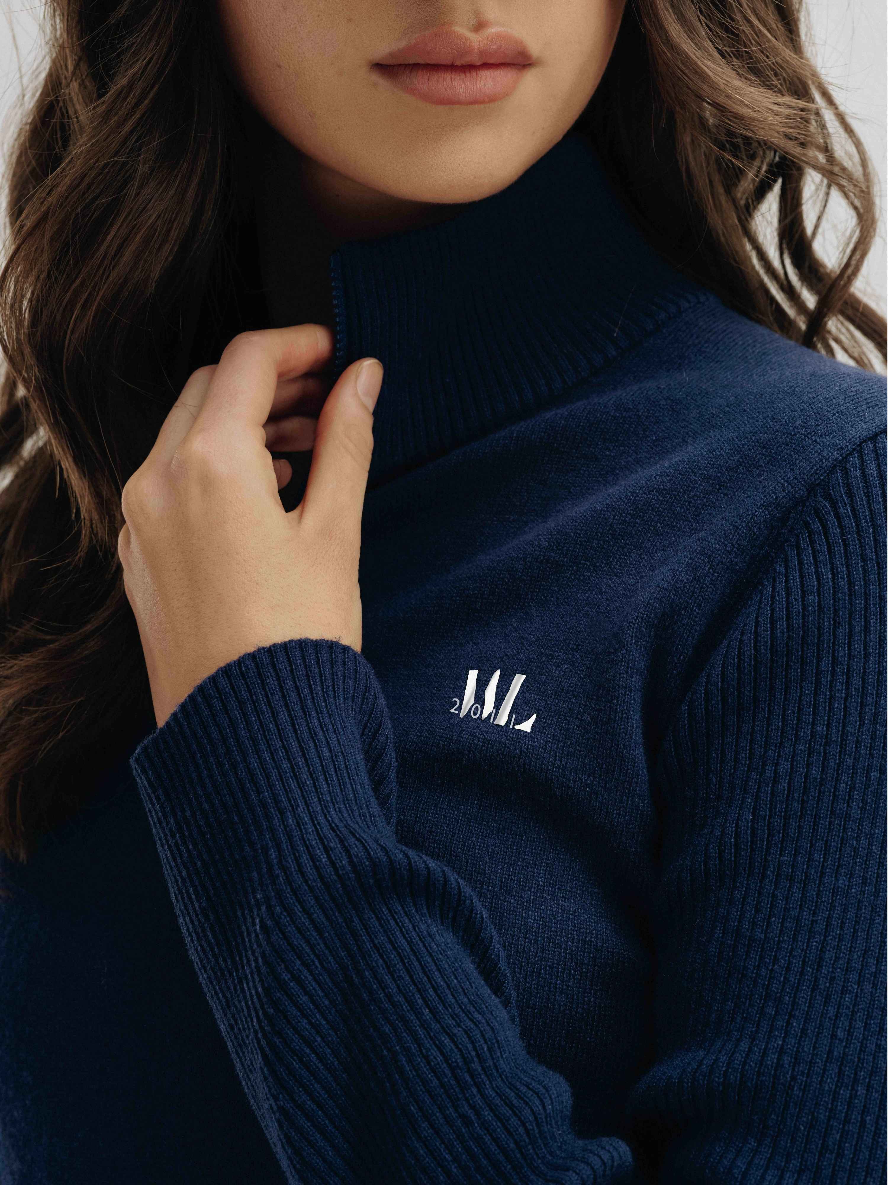 Skudeneshavn Half-zip Ullgenser Blue Ink
