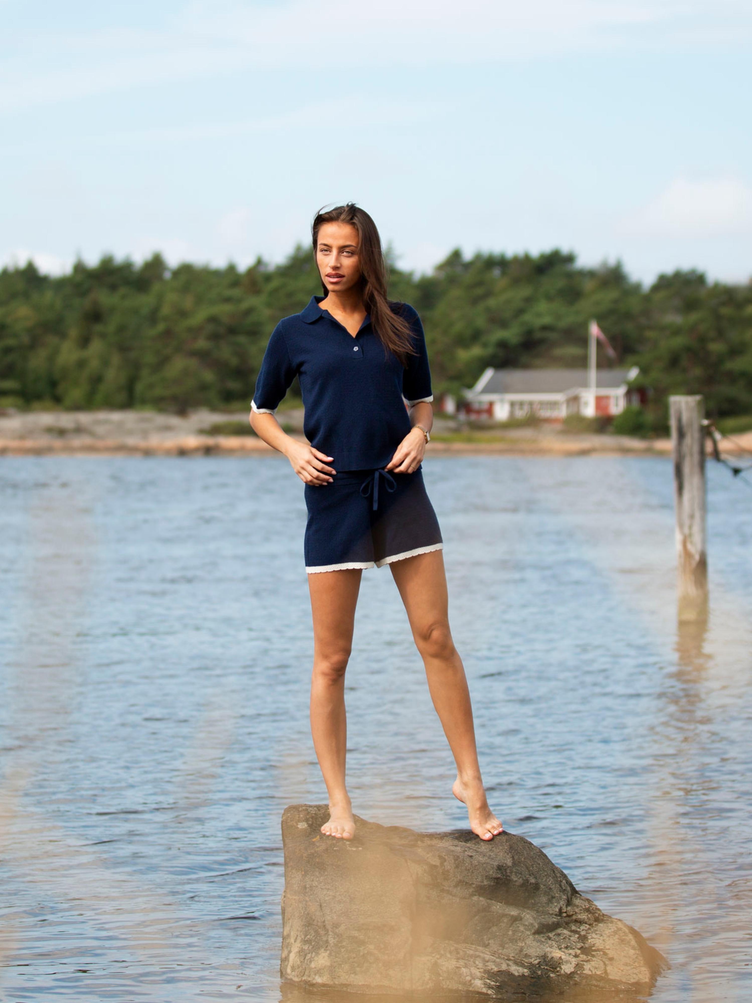 Skudeneshavn Strikket Topp Blue Ink