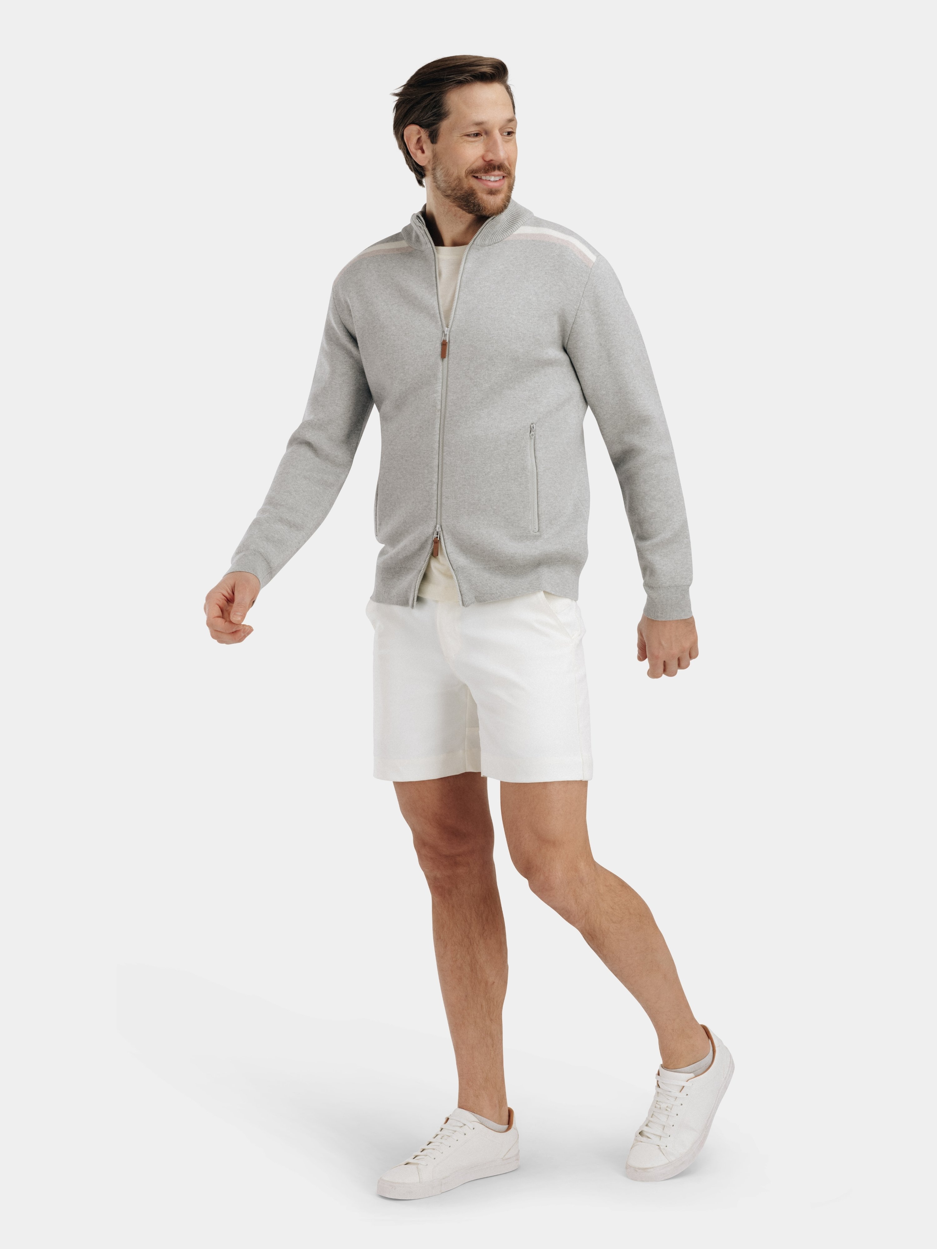 Hemsedal Strikket Jakke Light Grey Melange