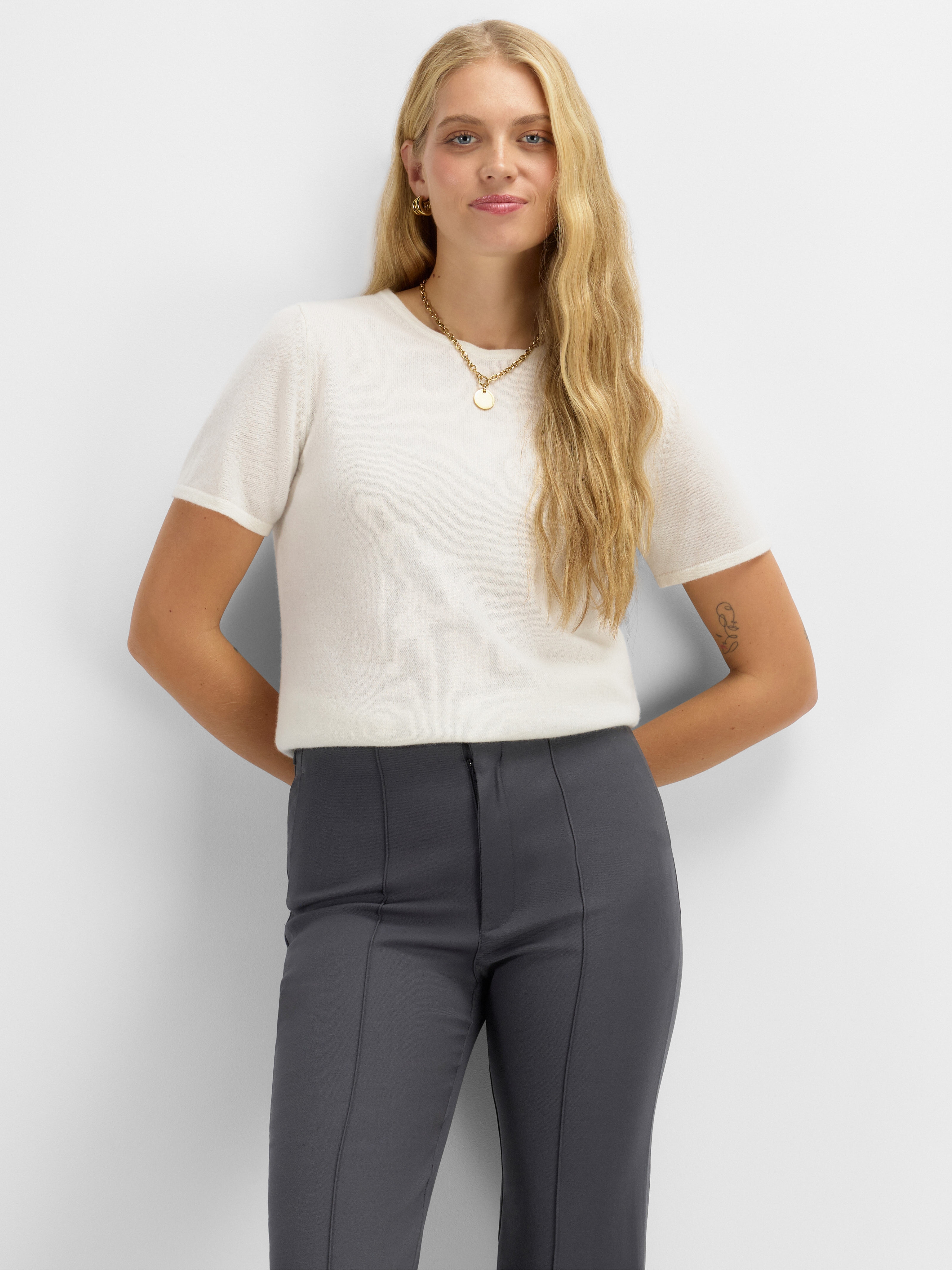 Loftet Kashmir T-skjorte Cream