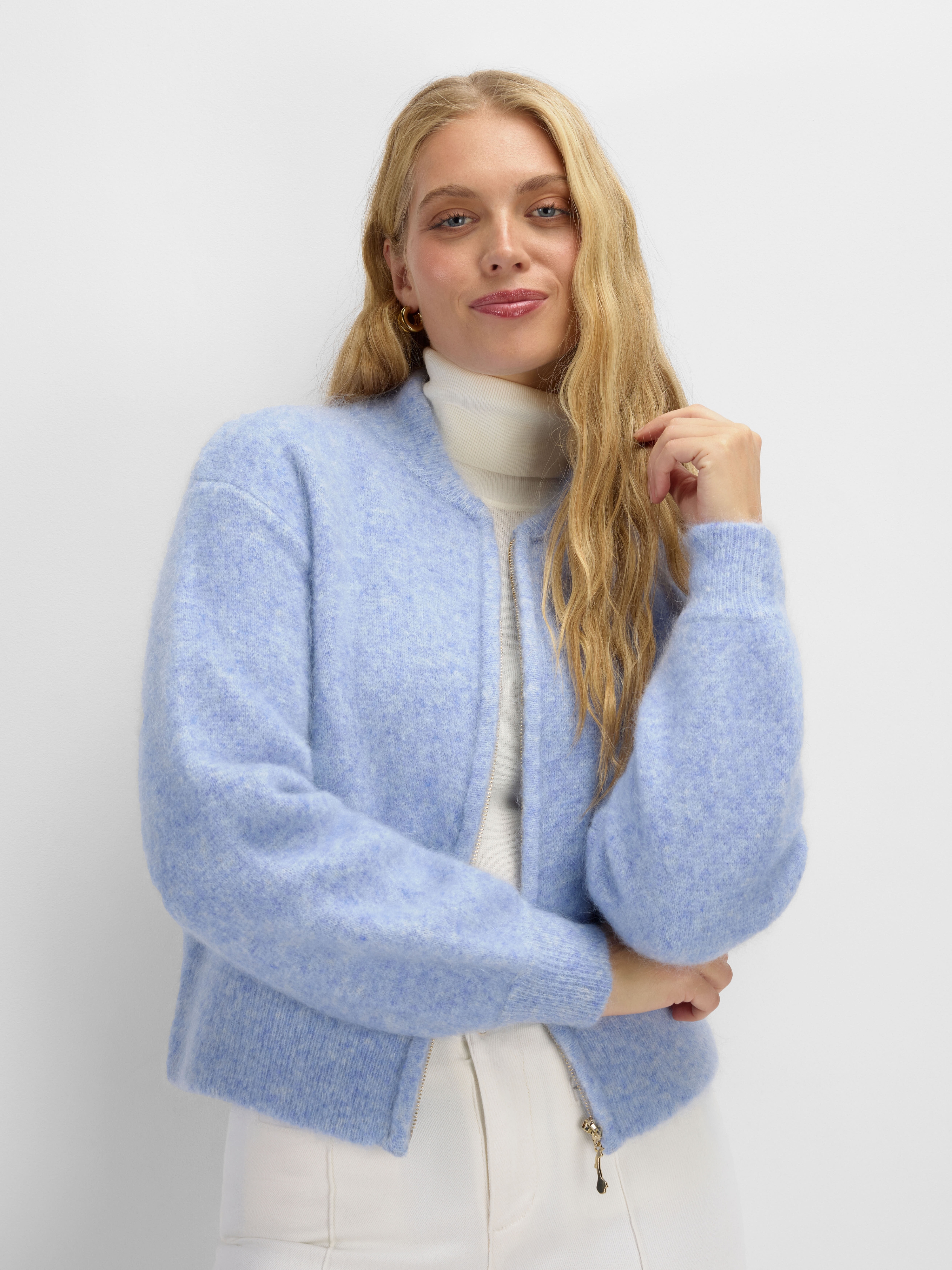 Tinden Strikkejakke Light Blue Melange