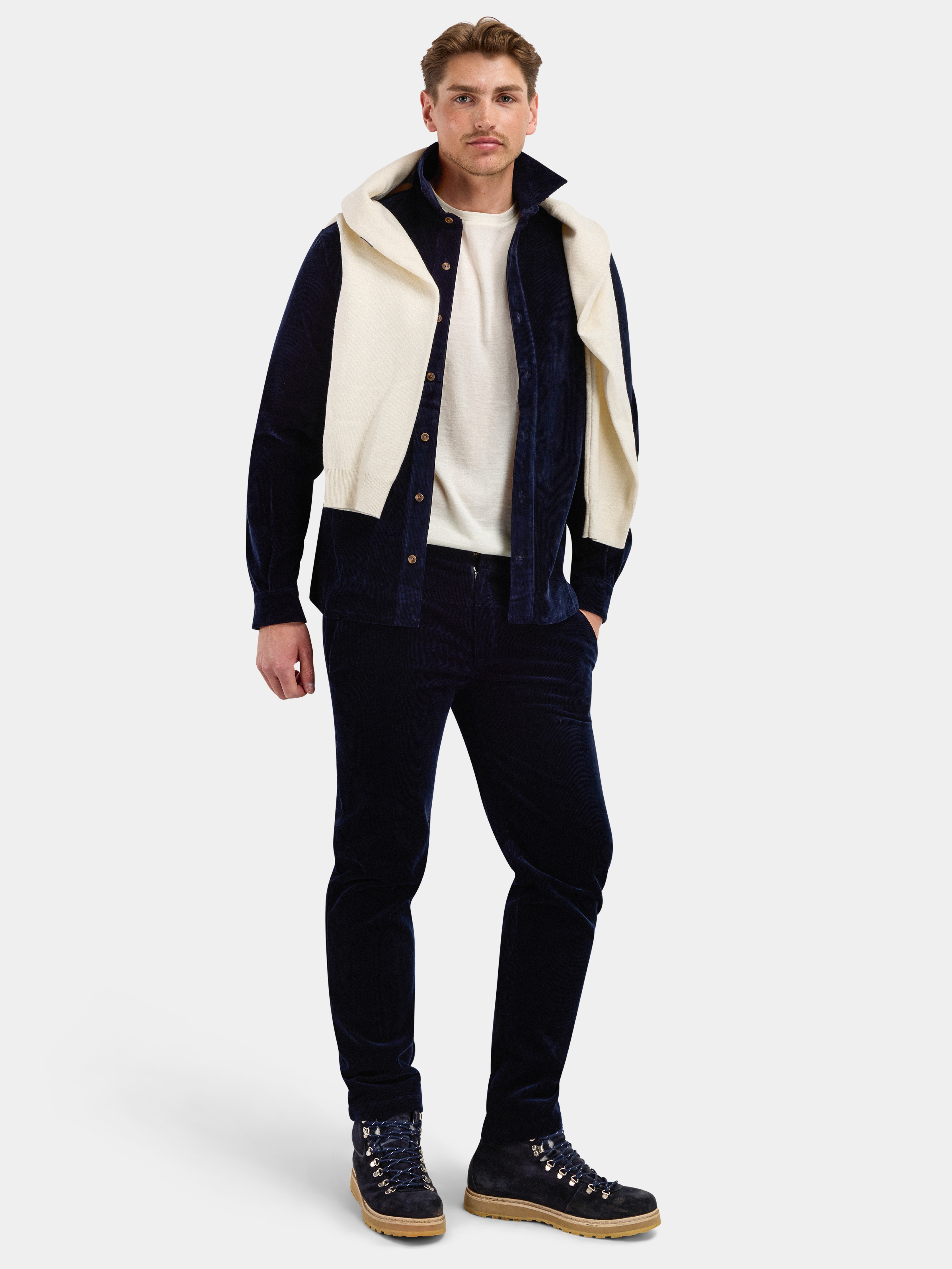 Lygna Cordskjorte Dark Blue