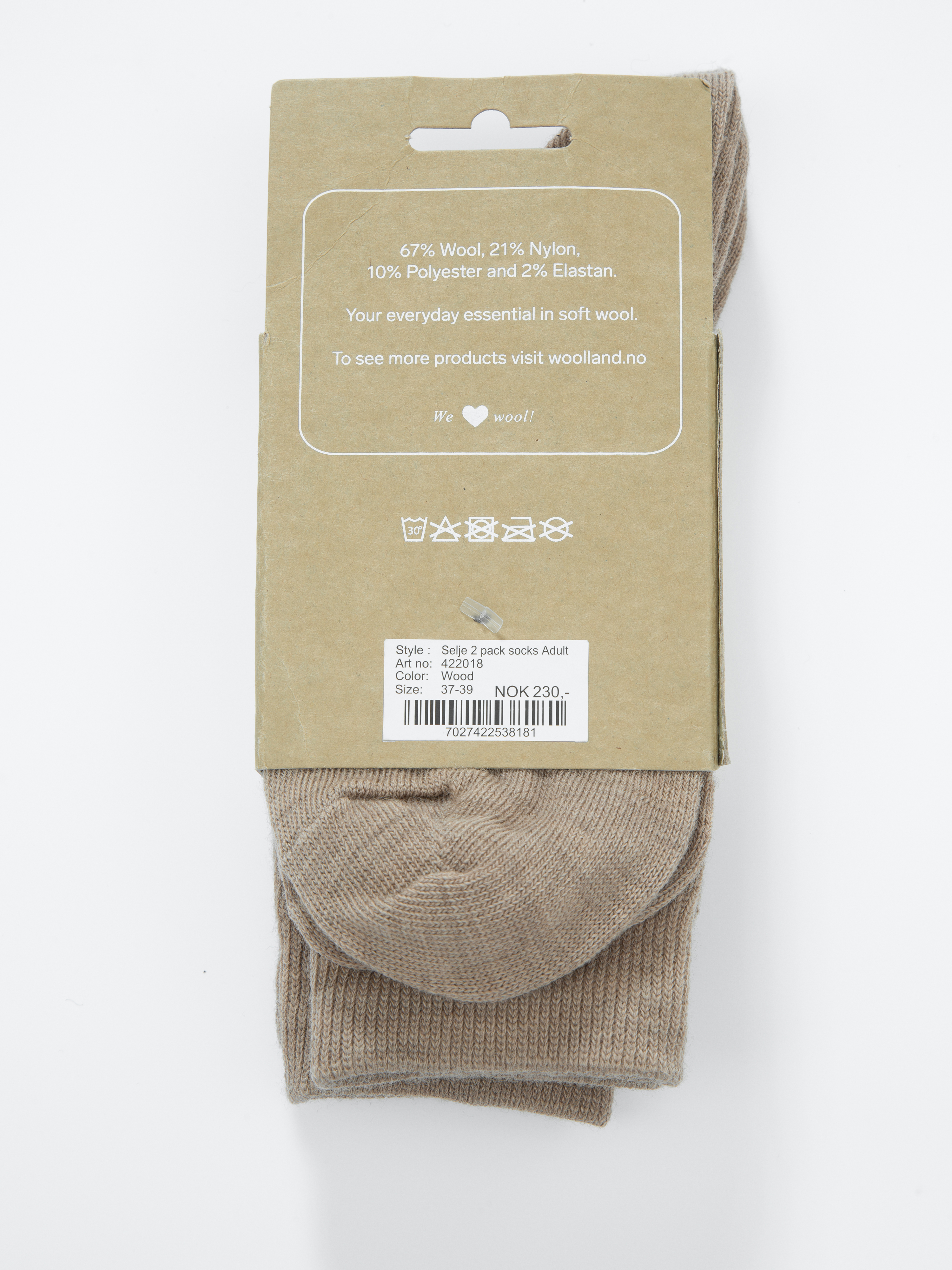 Selje Ullsokker 2 Pack Wood