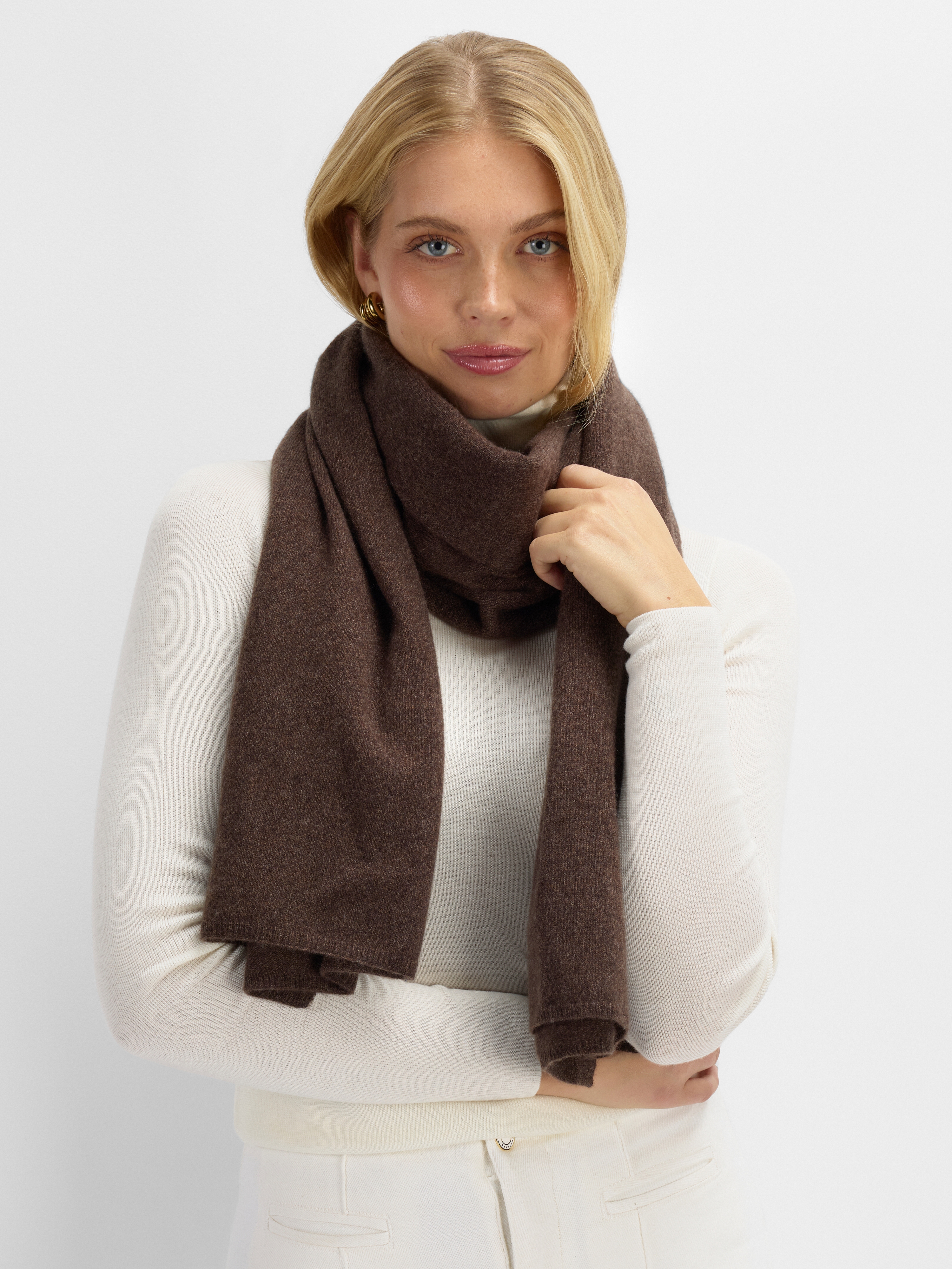 Stortoppen Kashmirskjerf Dark Brown Melange