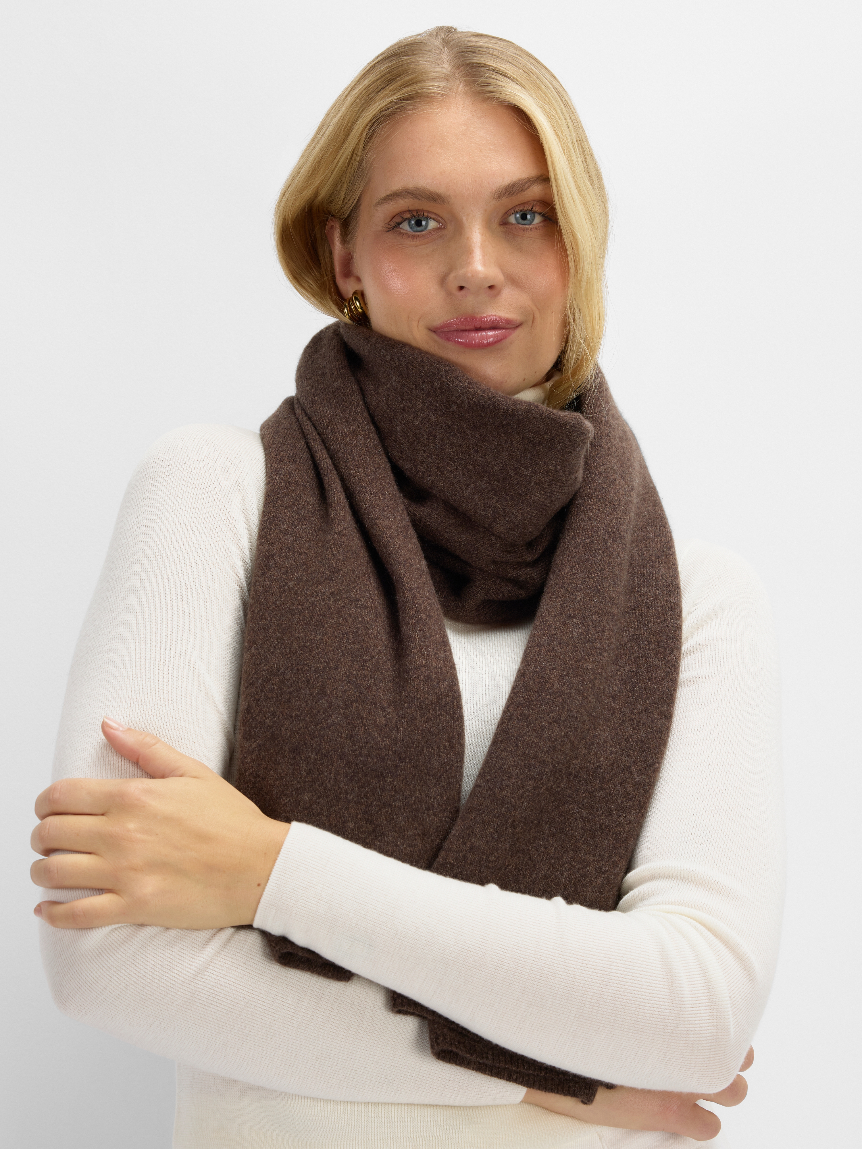 Stortoppen Kashmirskjerf Dark Brown Melange
