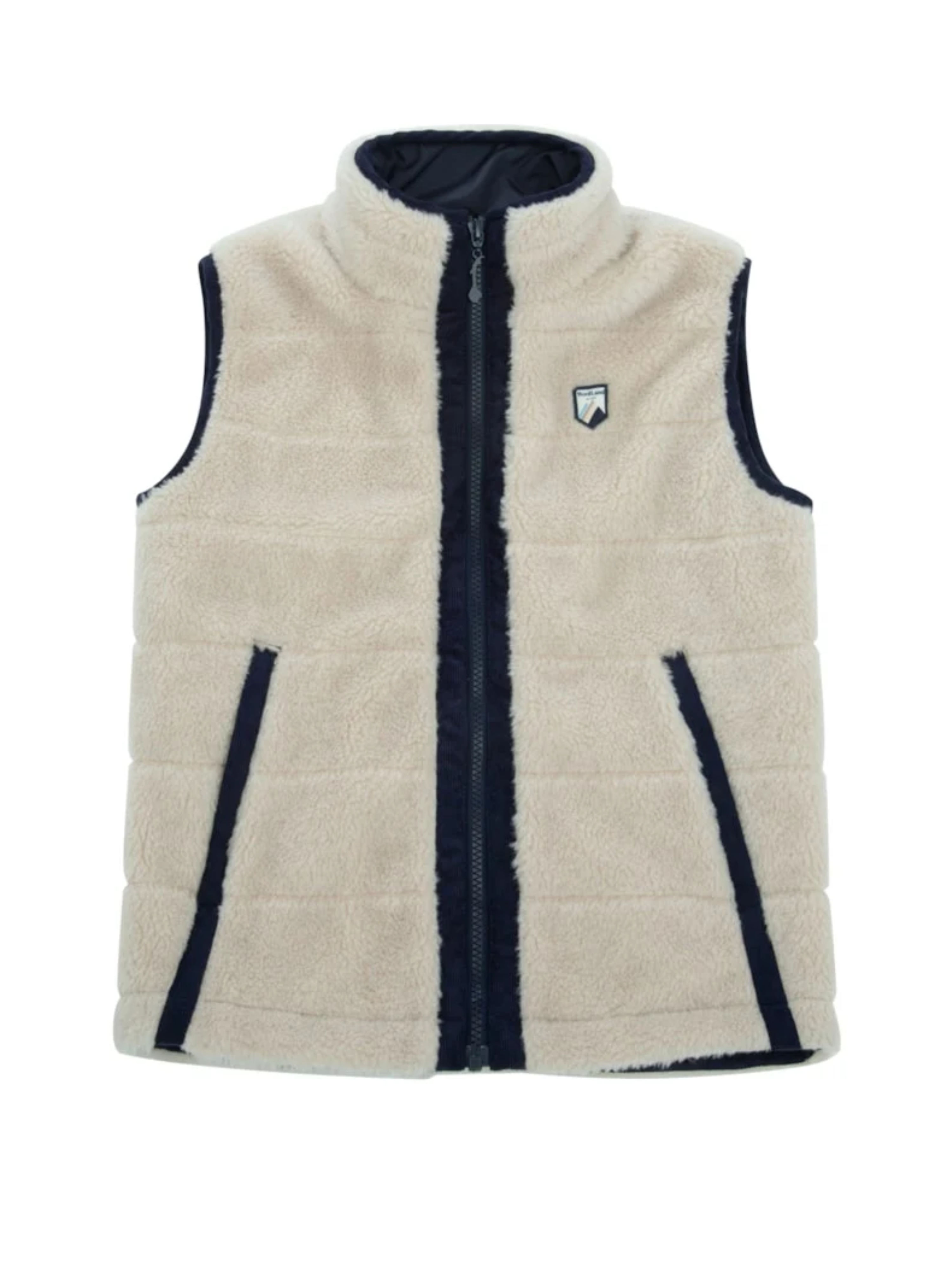 Nusfjord Fleece Vest Beige and Blue Ink