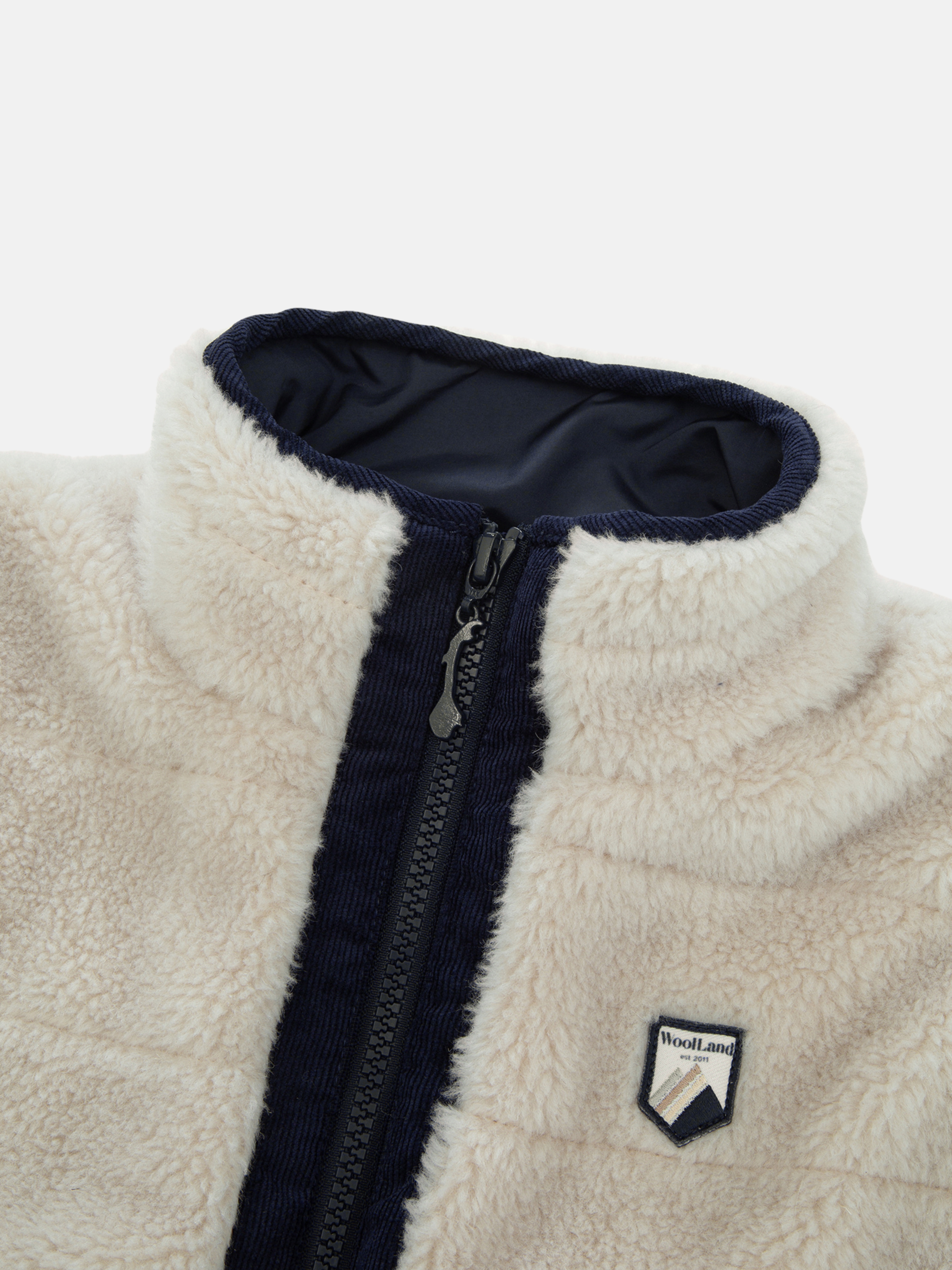 Nusfjord Fleece Vest Beige and Blue Ink