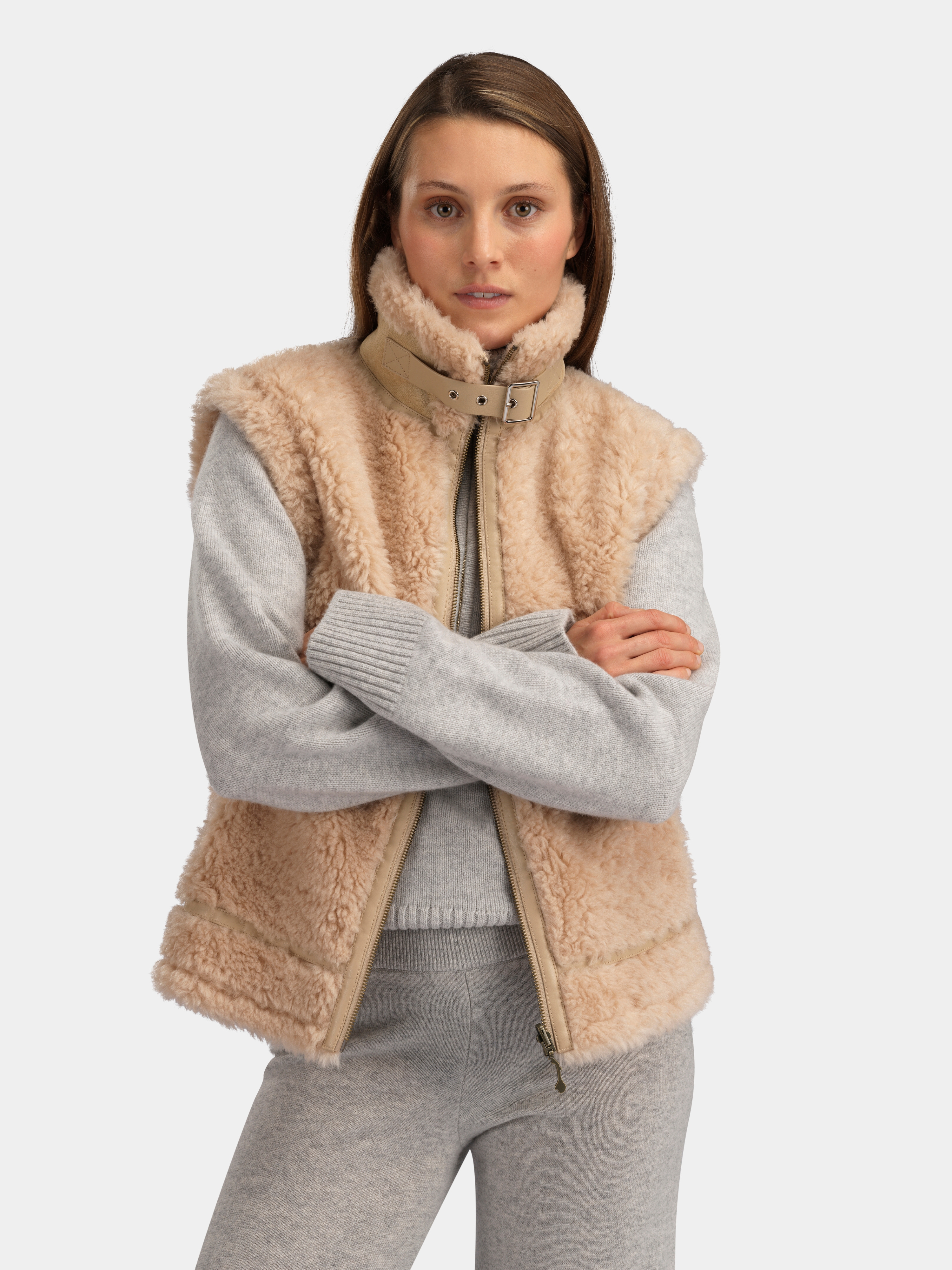 Solbakken Lammeull Vest  Champagne