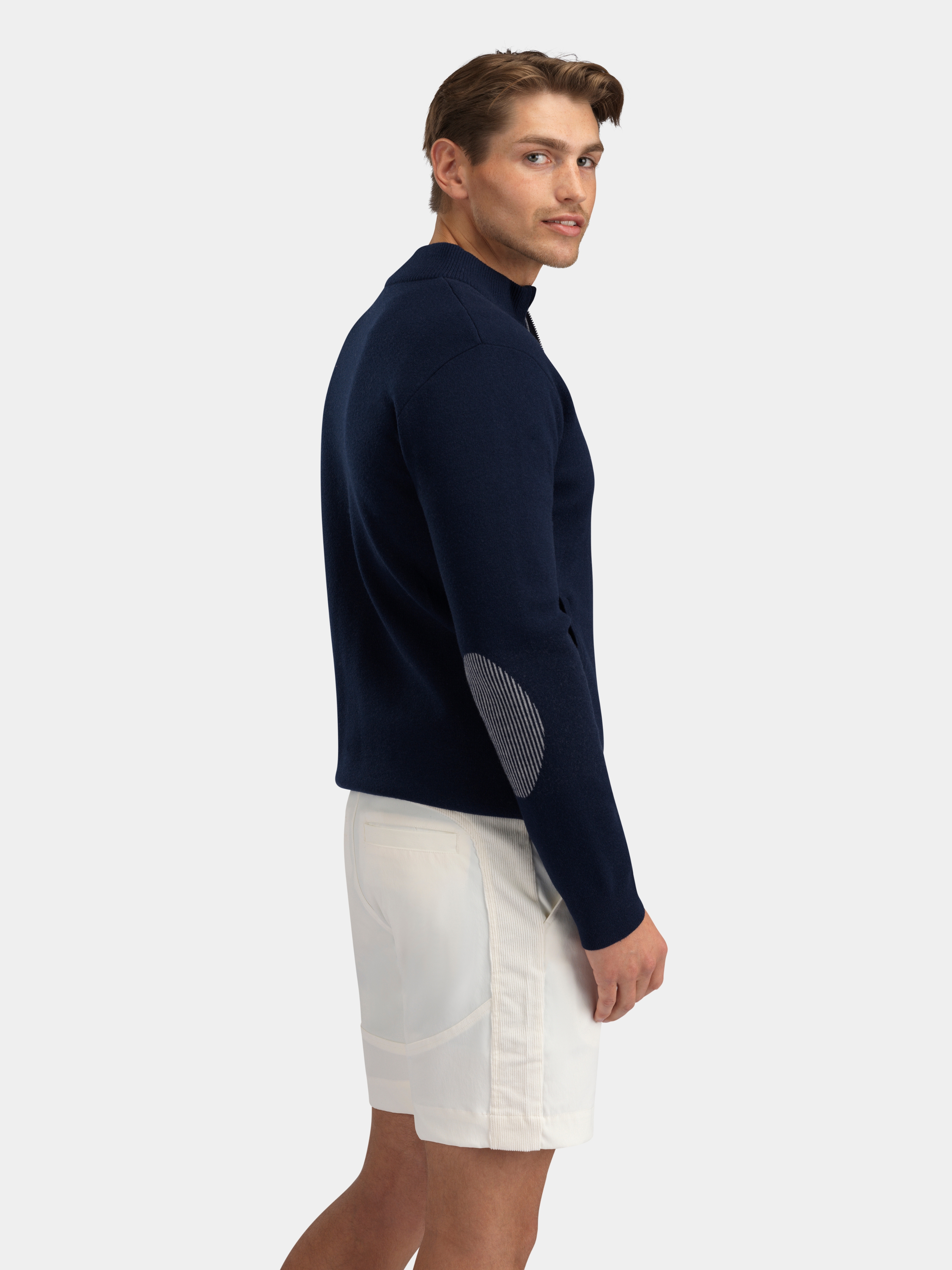 Hemsedal Strikket Jakke Blue Ink / Snow White