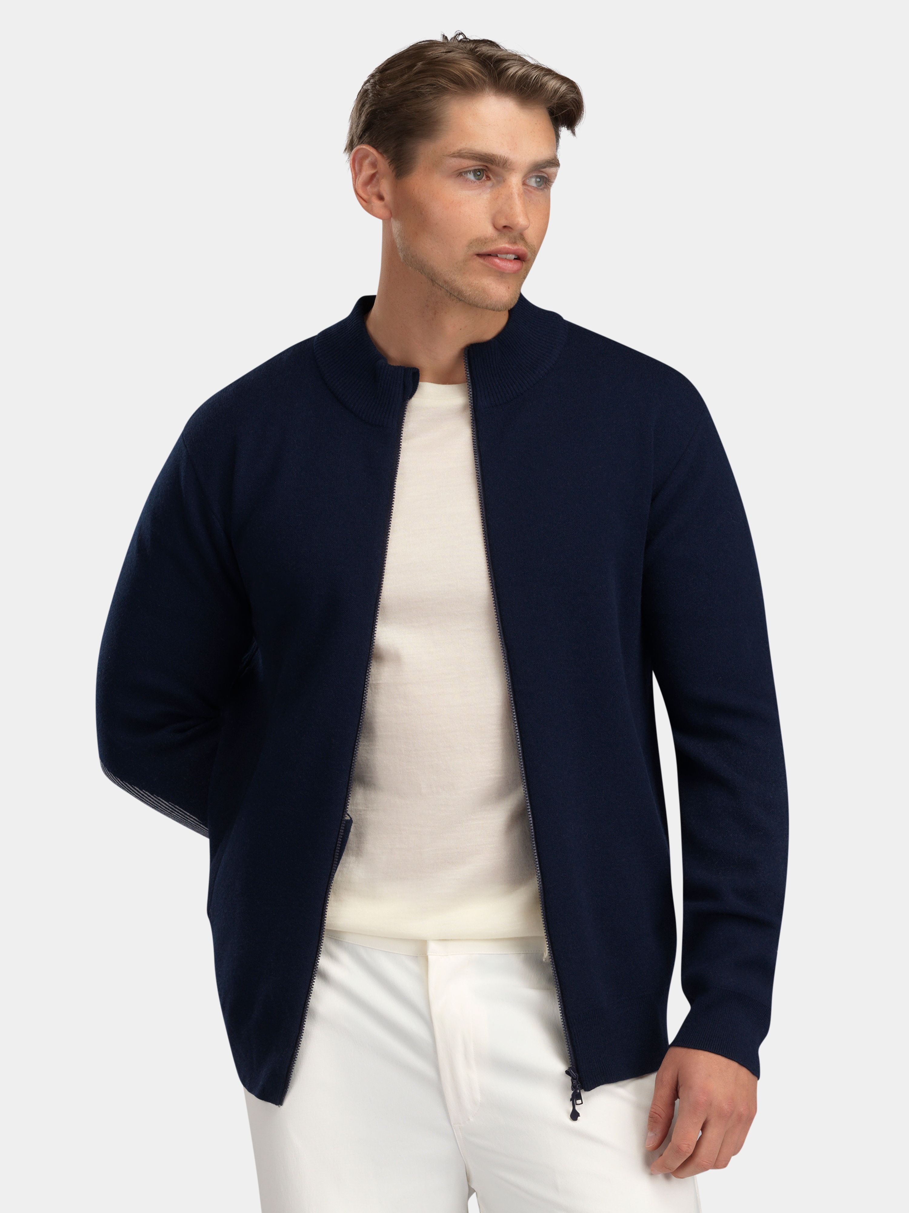 Hemsedal Strikket Jakke Blue Ink / Snow White