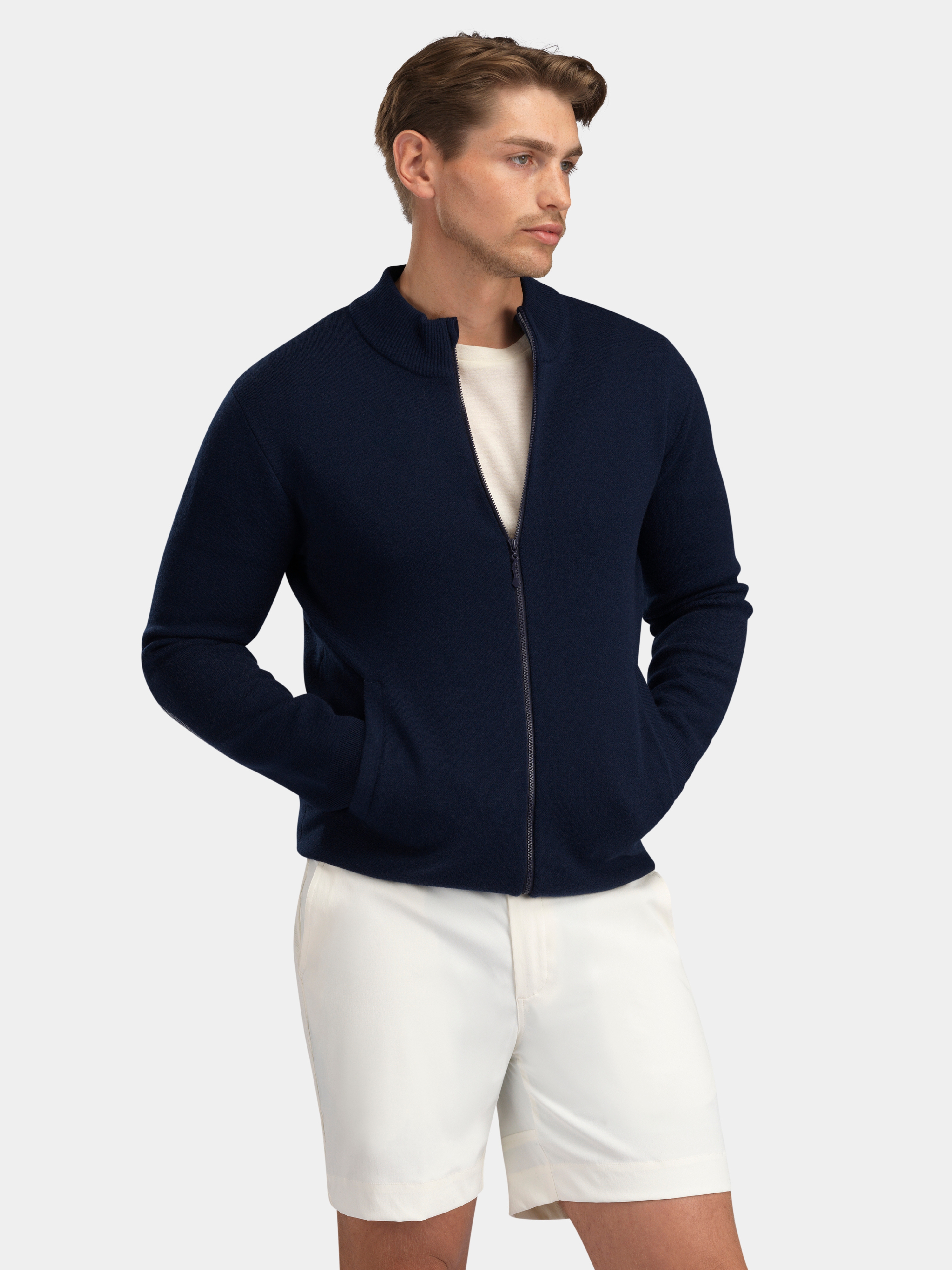 Hemsedal Strikket Jakke Blue Ink / Snow White