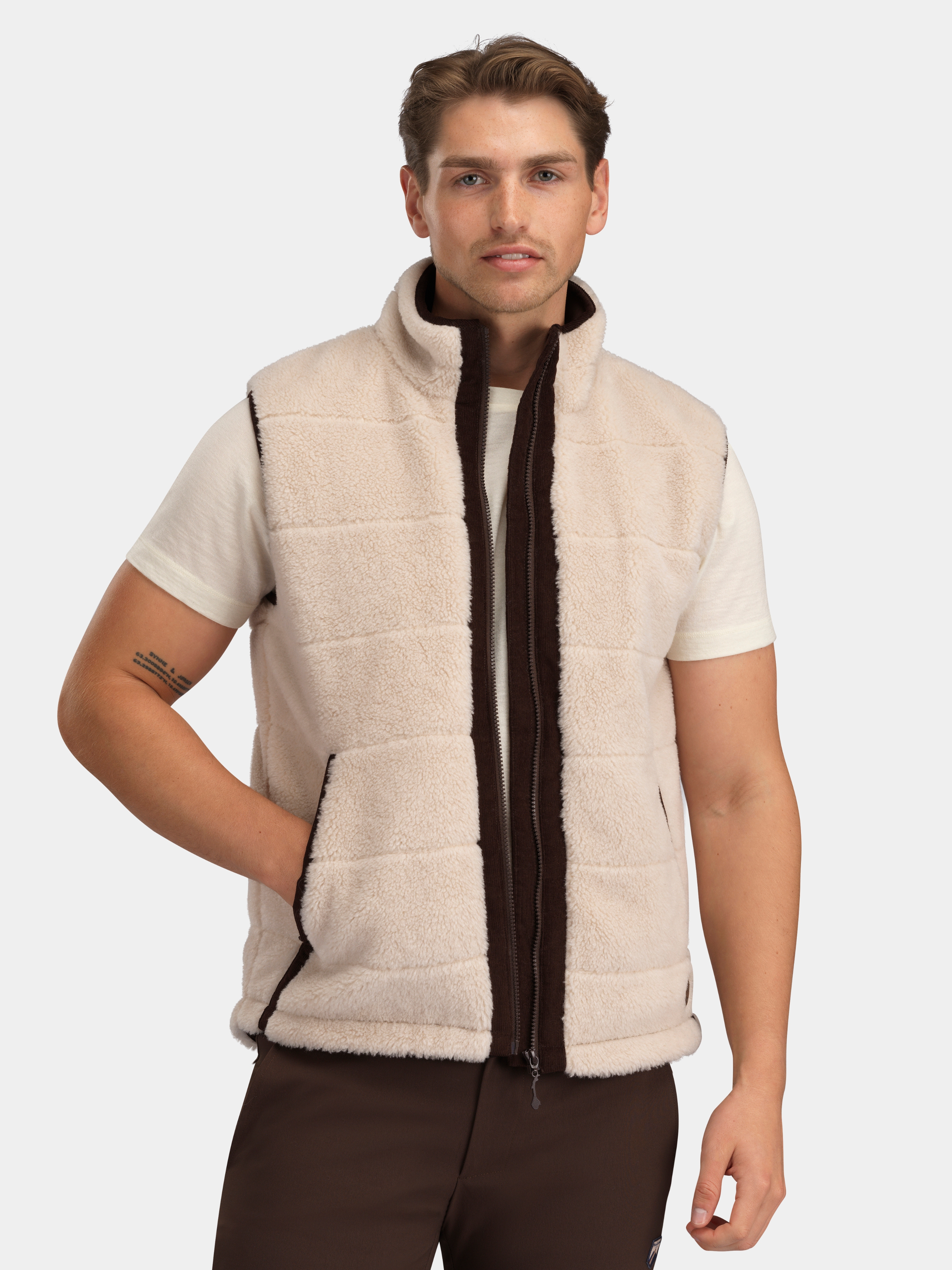 Nusfjord Fleece Vest Sheep With Brown