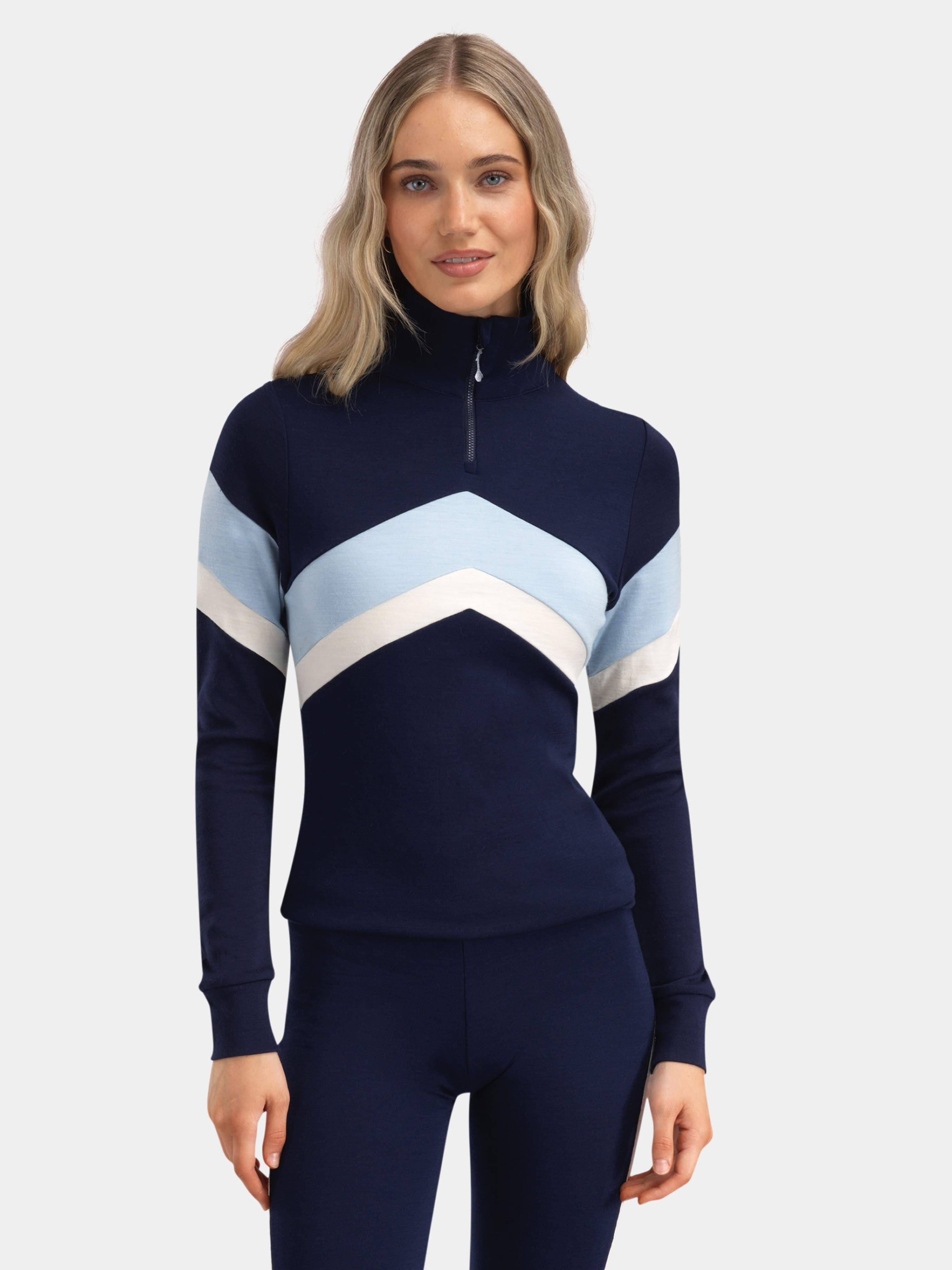 Vegglifjell Half-Zip Ulltrøye Blue Ink / Snow White